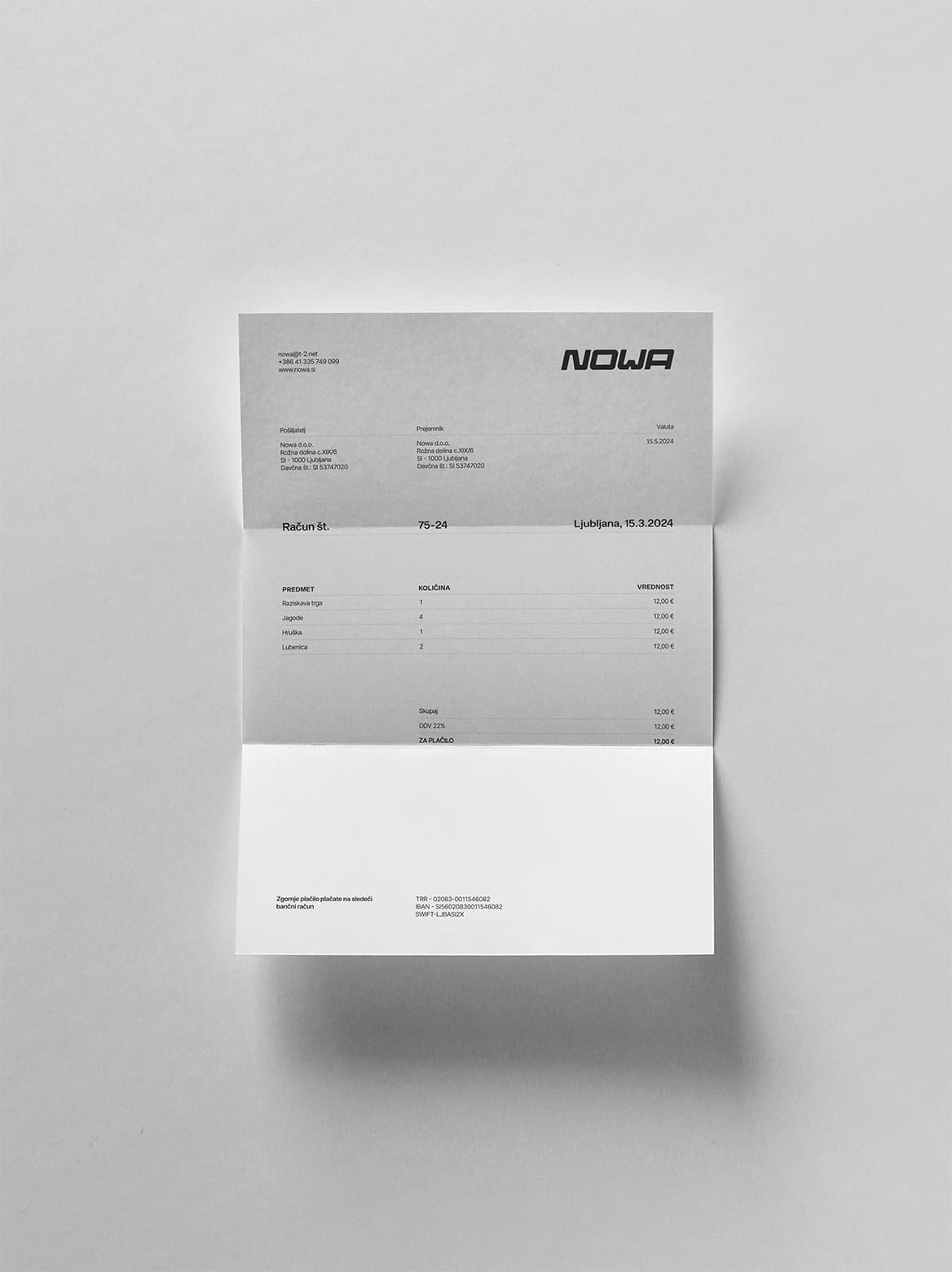 Nowa invoice mockup